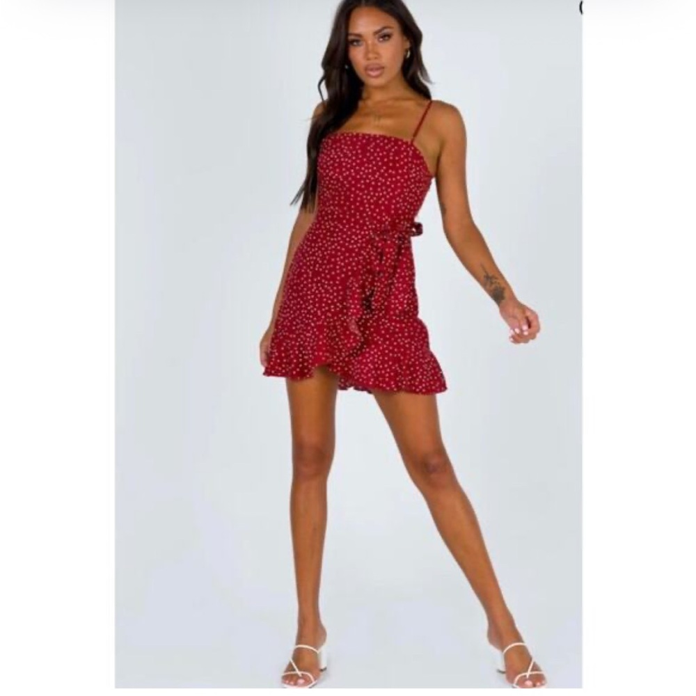 Princess Polly Red Polka Dot Women's Dress